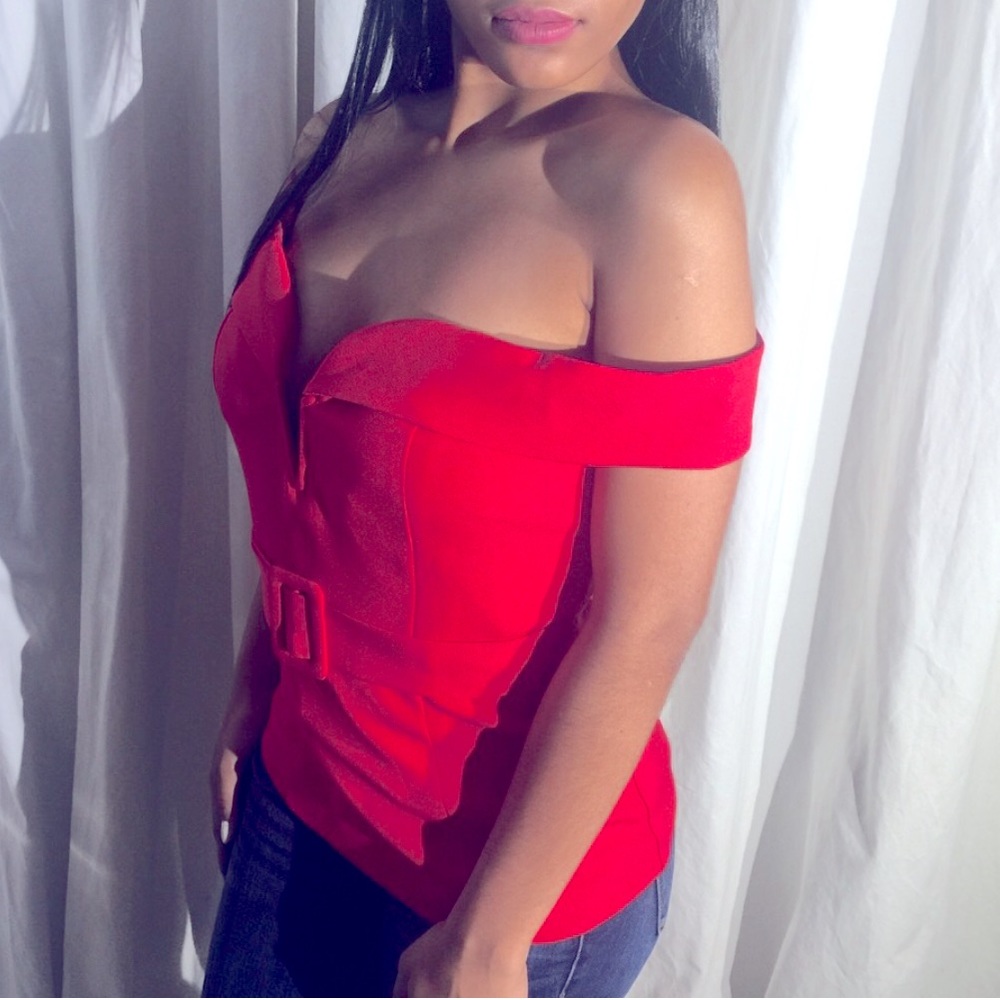 Off Shoulder Belted Corset Top